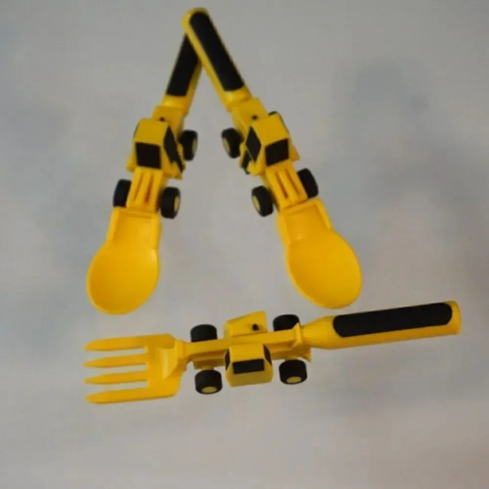 Constructive Eating Made in USA Set of 3 Construction Utensils for Toddlers